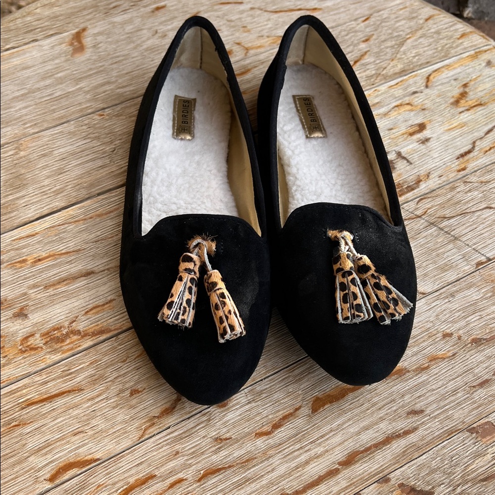 Birdies Women's Blackbird Leopard Tassel Quilted Footbed Loafer
